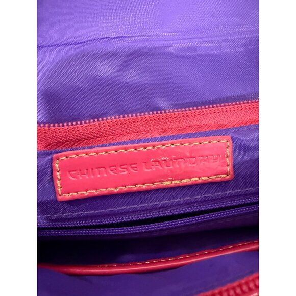 Pink Patent Leather Studded Clutch Chinese Laundry Chain Strap Rear Zipper - Picture 12 of 14